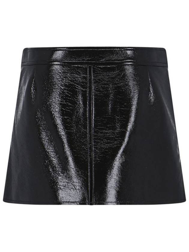 Buckle Zipper Vinyl Mini A Line Skirt Black - COURREGES - BALAAN 3