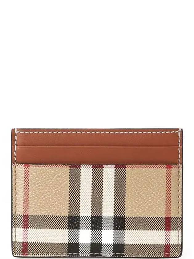 Check Print Leather Card Holder Beige - BURBERRY - BALAAN 2