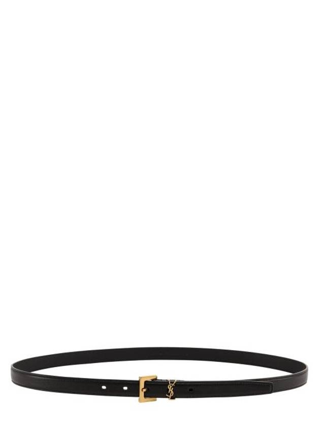 Monogram Square Leather Belt Black - SAINT LAURENT - BALAAN 2