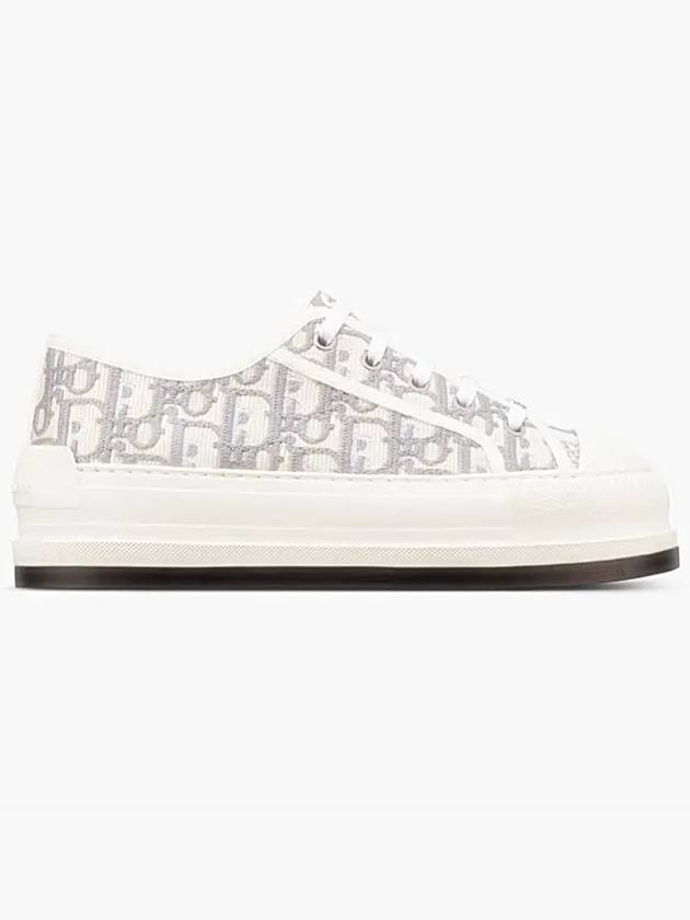 Walk'n' Platform Oblique Embroidered Low Top Sneakers Grey - DIOR - BALAAN 3