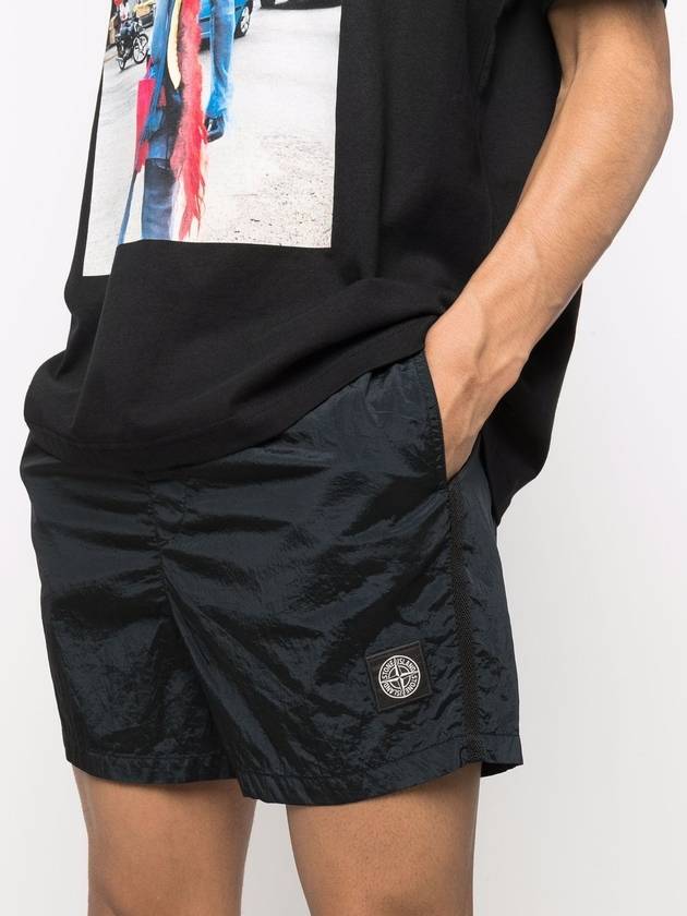 Men's Logo Patch Nylon Metal Swim Shorts Black - STONE ISLAND - BALAAN 6