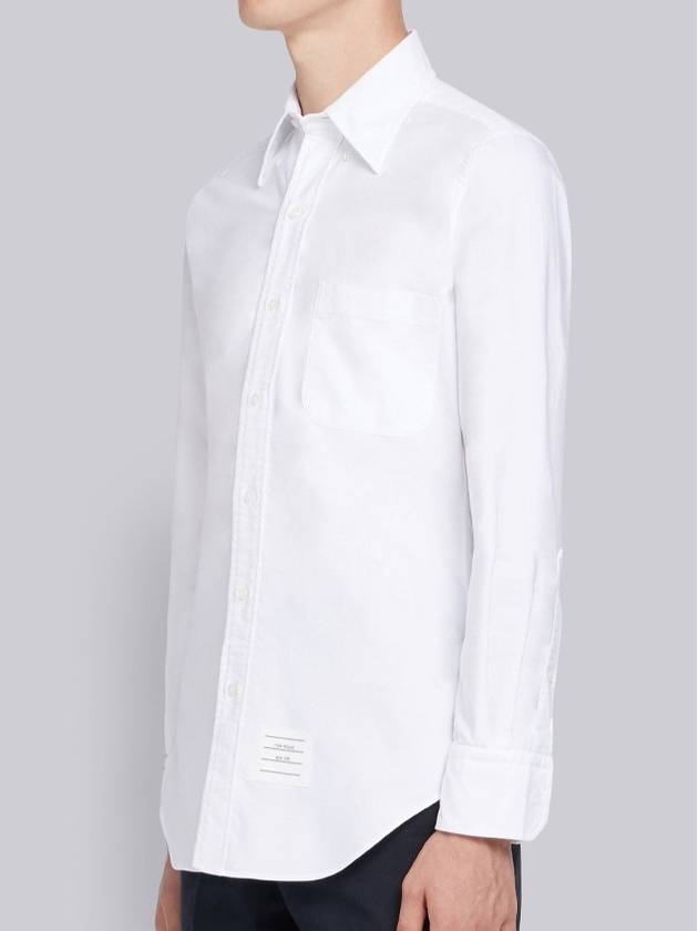 Oxford Grosgrain Placket Cotton Long Sleeve Shirt White - THOM BROWNE - BALAAN 3