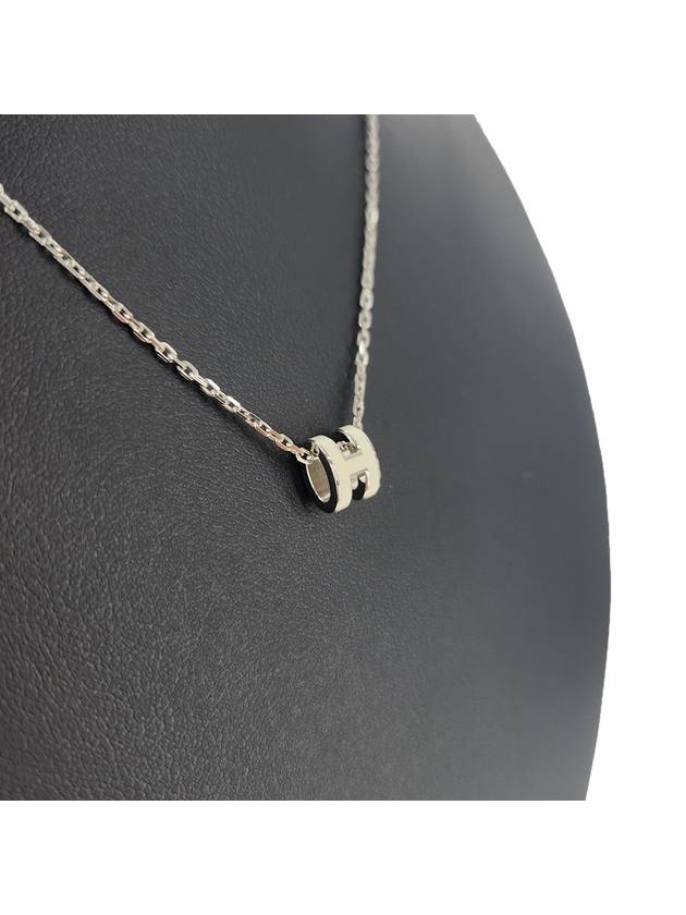 Mini Pop H Pendant Necklace Palladium Blanc - HERMES - BALAAN 4