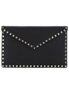 Rockstud Envelope Clutch Bag Black - VALENTINO - BALAAN 1