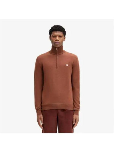 Fred Perry Sharp Classic Half Zip Knit Whiskey Brown AFPM2437624 S54 - FRED PERRY - BALAAN 1