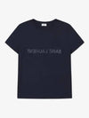 Reverse Logo Print Cotton Short Sleeve T-Shirt Navy - SAINT LAURENT - BALAAN 2