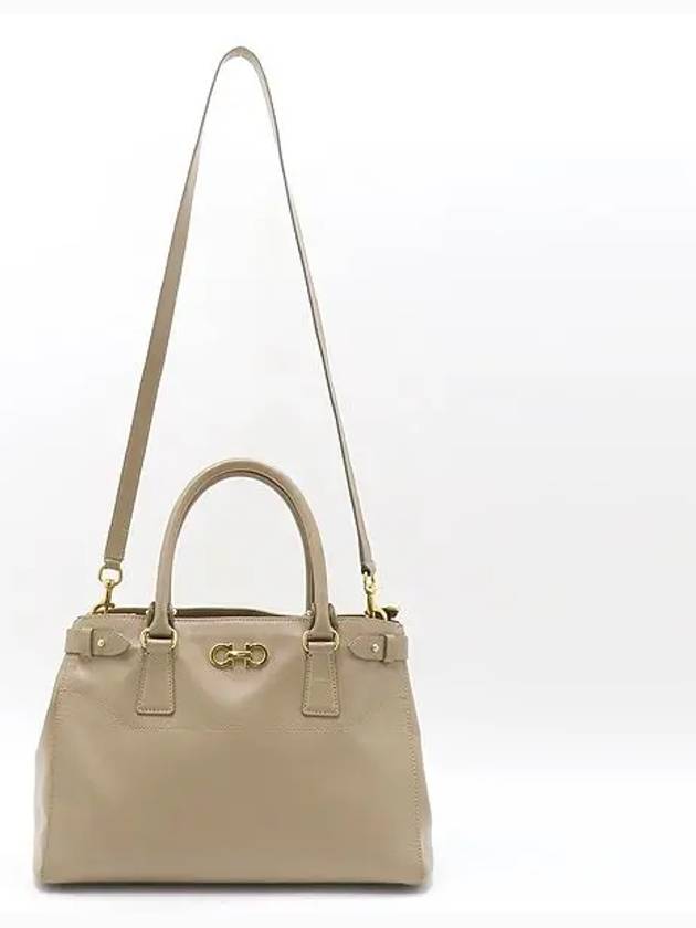 Ferragamo 21 D940 Beige Saffiano Leather Tote Bag Shoulder Strap 2WAY - SALVATORE FERRAGAMO - BALAAN 4