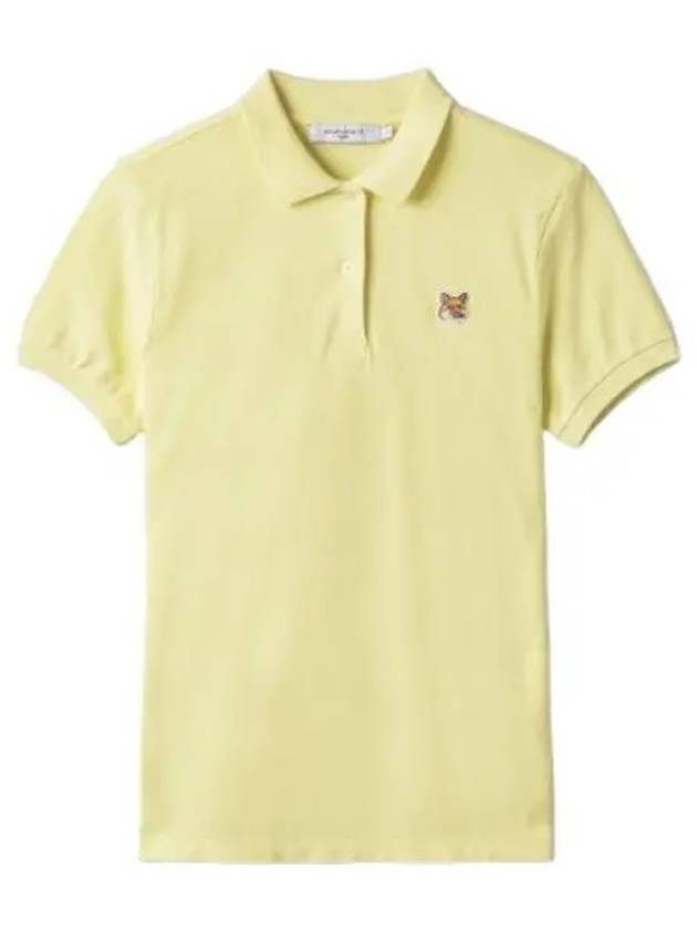 Fox Head Patch Short Sleeve Polo Shirt Light Yellow T Collar - MAISON KITSUNE - BALAAN 1