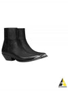 Leon Metal Toe Shiny Calfskin Zipped Ankle Boot Black - CELINE - BALAAN 2