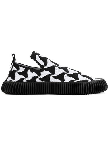 Ripple Triangle Pattern Slip-Ons Black White - BOTTEGA VENETA - BALAAN 1