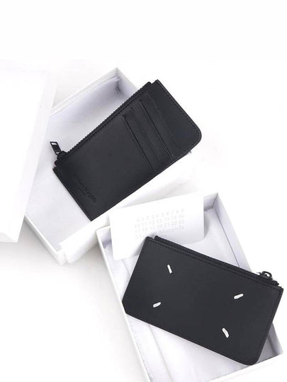 Stitched Two Tone Leather Zipper Card Wallet Black - MAISON MARGIELA - BALAAN 2