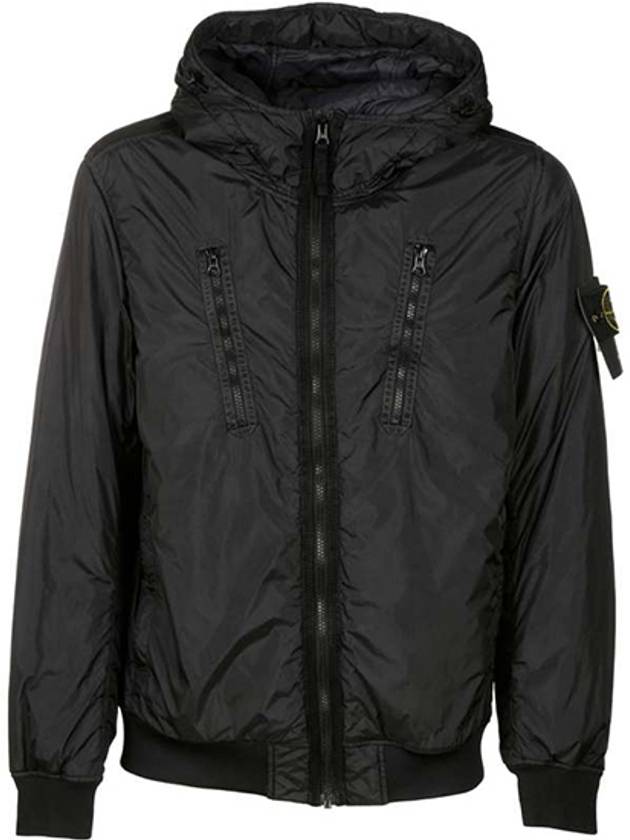 Garment Dyed Crinkle Reps Nylon Down Hooded Jacket Black - STONE ISLAND - BALAAN 2