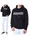 Frontal Logo Print Cotton Hoodie Black - DSQUARED2 - BALAAN 2