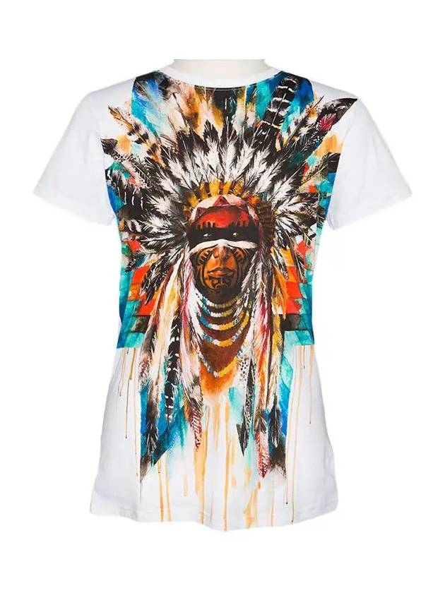 11th Anniversary Indian Graphic Printing Short Sleeve T-Shirt White - BALMAIN - BALAAN 2