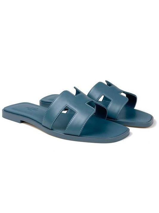 Oran Sandals Slippers Blue Pined - HERMES - BALAAN.
