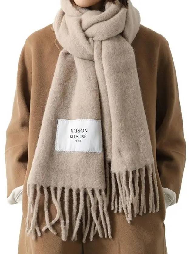 Baby Alpaca Plain Muffler Dark Beige - MAISON KITSUNE - BALAAN 3