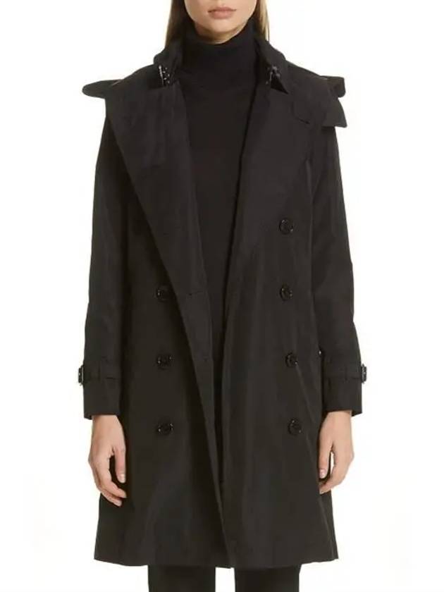 Detachable Hood Teffeta Kensington Trench Coat Black - BURBERRY - BALAAN 8