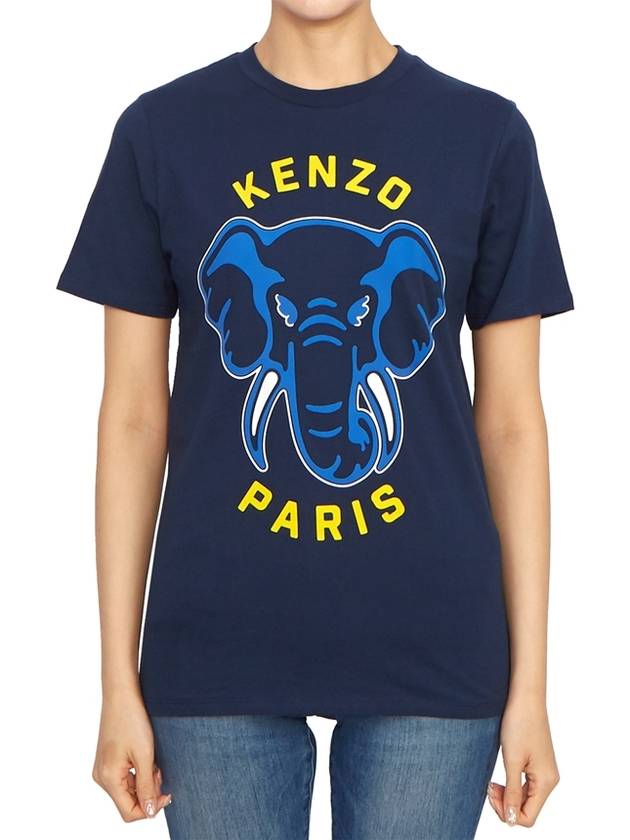 Kids Logo Print Short Sleeve T-Shirt Navy - KENZO - BALAAN 2