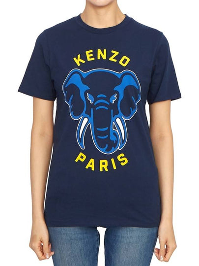 Kids Logo Print Short Sleeve T-Shirt Navy - KENZO - BALAAN 2