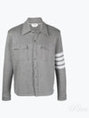 Double Face Cotton Knit 4 Bar Button Shirt Jacket Grey - THOM BROWNE - BALAAN 2