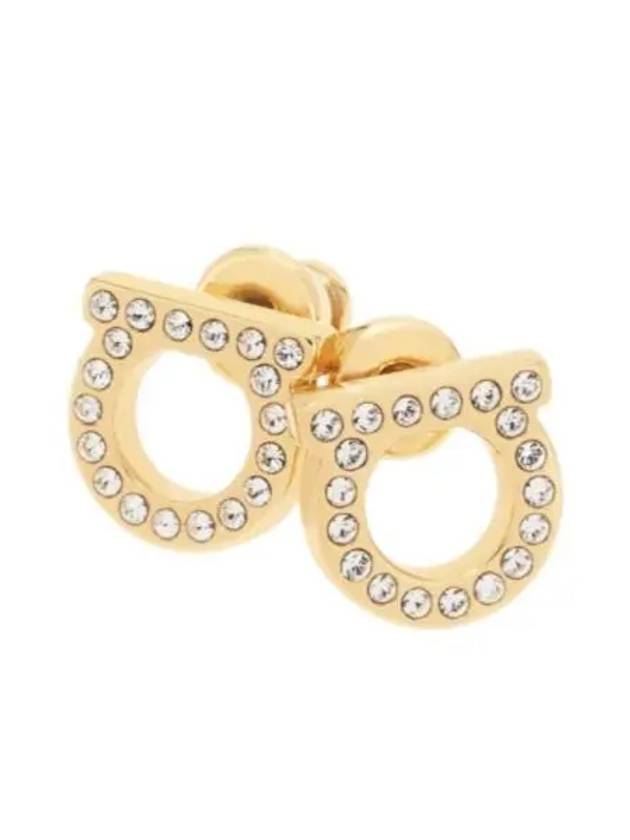 Gancini Crystal Small Earrings Gold - SALVATORE FERRAGAMO - BALAAN 2