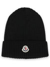 Kids Logo Patch Beanie Black 3B00012 M1131 999 - MONCLER - BALAAN 1