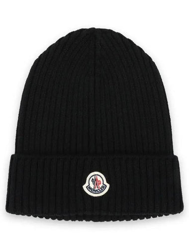 Kids Logo Patch Beanie Black 3B00012 M1131 999 - MONCLER - BALAAN 1