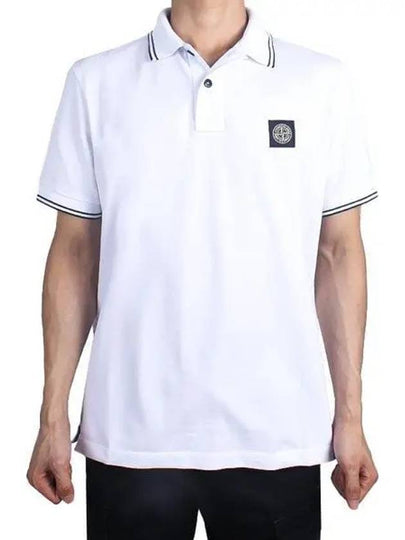 Logo Patch Polo Shirt White - STONE ISLAND - BALAAN 2