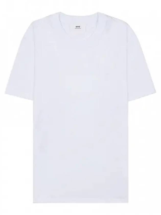 Embroidered Logo Cotton Short Sleeve T-Shirt White - AMI - BALAAN 2