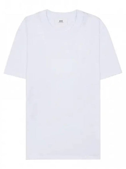 Embroidered Logo Cotton Short Sleeve T-Shirt White - AMI - BALAAN 2