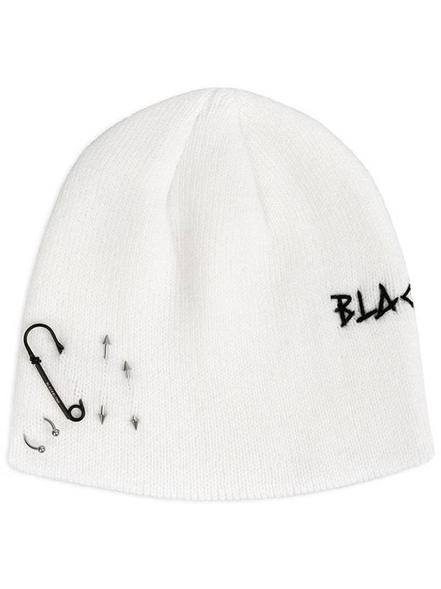 BBD Embroth Logo Piercing Beanie White - BLACKBLOND - BALAAN 1