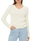 Women's Embroidered Logo Knit Top Cream - POLO RALPH LAUREN - BALAAN 3