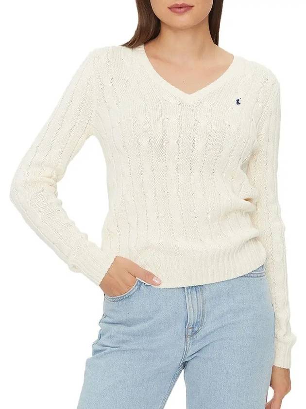 Women's Embroidered Logo Knit Top Cream - POLO RALPH LAUREN - BALAAN 3