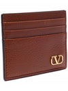 gold V logo signature card wallet brown - VALENTINO - BALAAN.