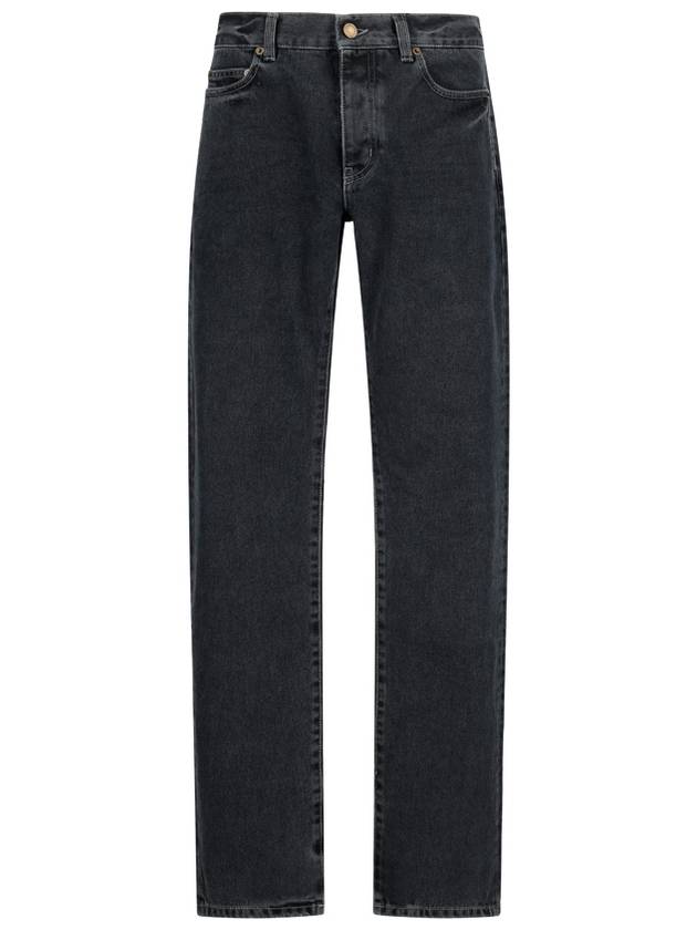 Classic Slim Cut Cotton Straight Jeans Black - SAINT LAURENT - BALAAN 2