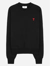 Small Heart Logo Sweatshirt Black - AMI - BALAAN 2