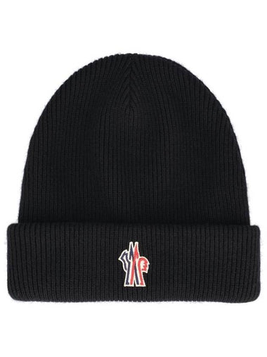 Grenoble logo patch wool beanie - MONCLER - BALAAN 1