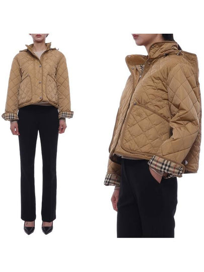 Women's Cropped Quilted Hoodie Jacket Archives Beige - BURBERRY - BALAAN 2