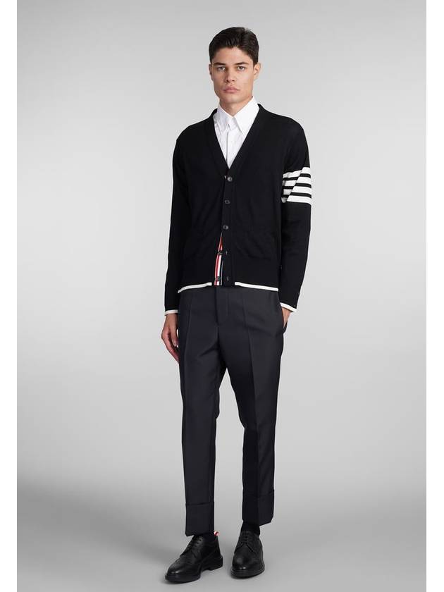 Wool 4-Bar Cardigan Black - THOM BROWNE - BALAAN 3