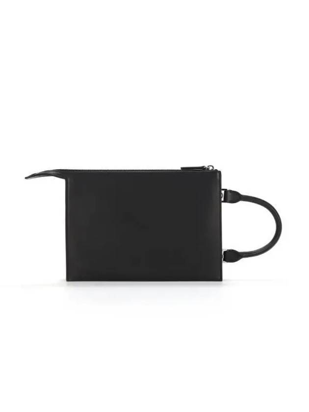 Trace Logo Small Leather Shoulder Bag Black - JIL SANDER - BALAAN 5