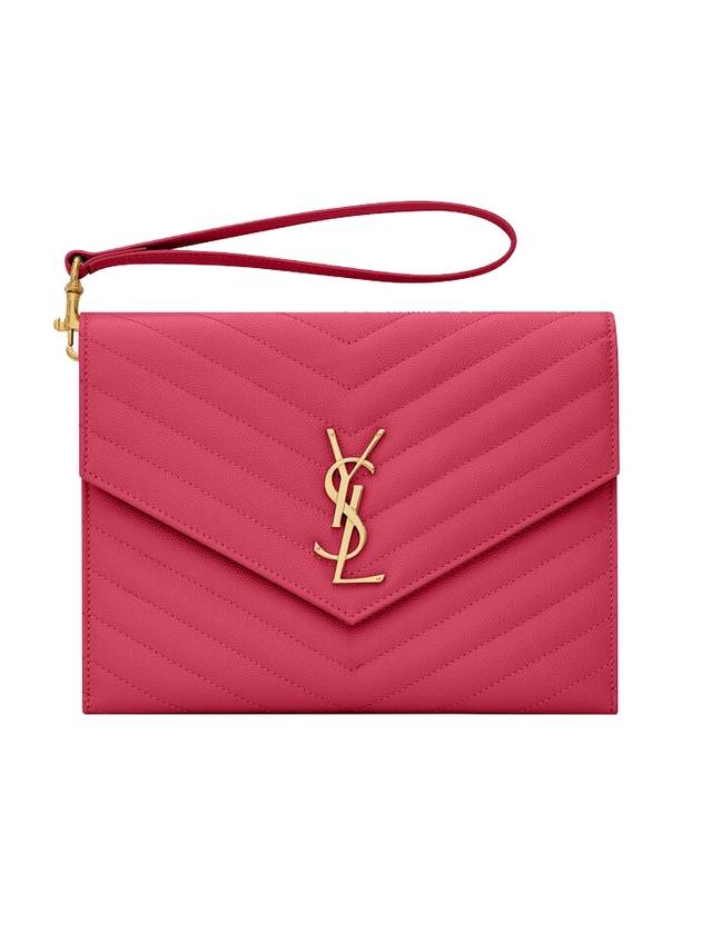 Grain De Poudre Cassandre Clutch Bag Fuchsia Pink - SAINT LAURENT - BALAAN 1