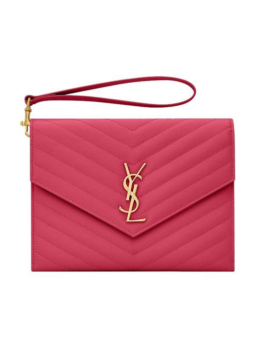 Grain De Poudre Cassandre Clutch Bag Fuchsia Pink - SAINT LAURENT - BALAAN 1