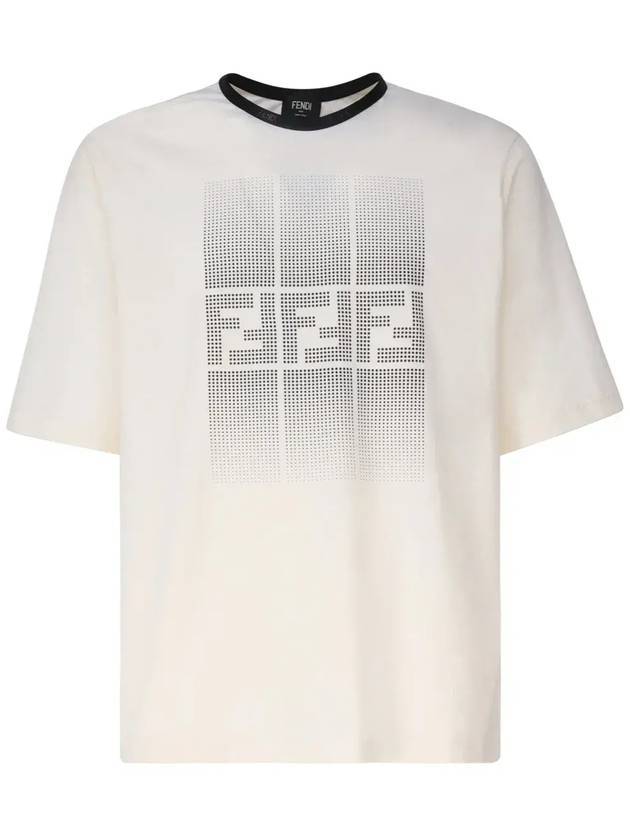 FF Print Cotton Short Sleeve T-Shirt Ivory - FENDI - BALAAN 1