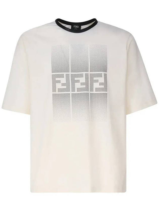 FF Print Cotton Short Sleeve T-Shirt Ivory - FENDI - BALAAN 1