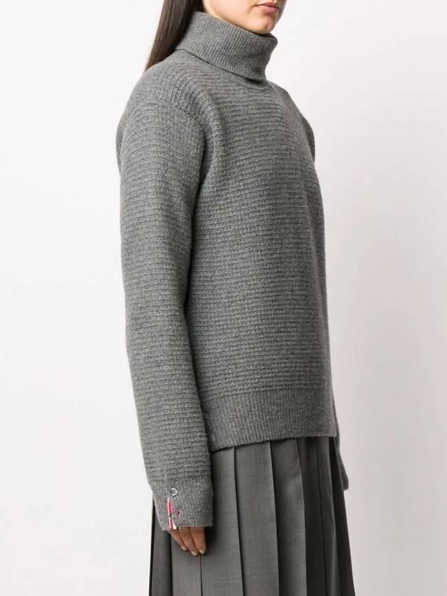 Overwashed Wool Cashmere Turtleneck Grey - THOM BROWNE - BALAAN 4