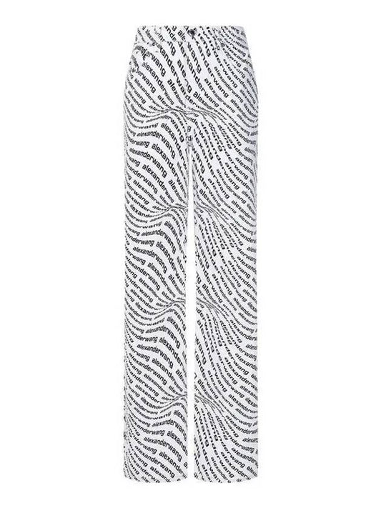 Wave logo pattern denim pants white - ALEXANDER WANG - BALAAN 1
