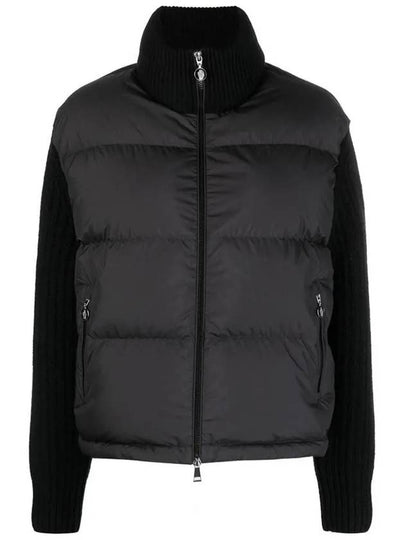 Padded Wool Cardigan Black - MONCLER - BALAAN 2