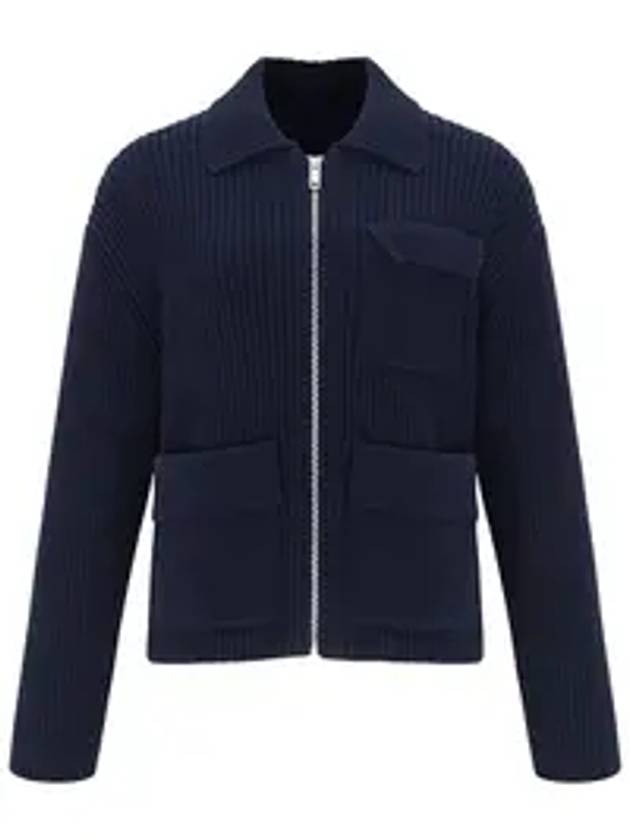 3-Pocket Zip-Up Knit Wool Cardigan Navy - RS9SEOUL - BALAAN 1