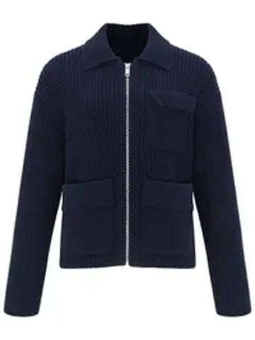 3-Pocket Zip-Up Knit Wool Cardigan Navy - RS9SEOUL - BALAAN 1