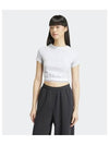 Tape Waistband Cropped Short Sleeve T-Shirt Grey - ADIDAS - BALAAN 2